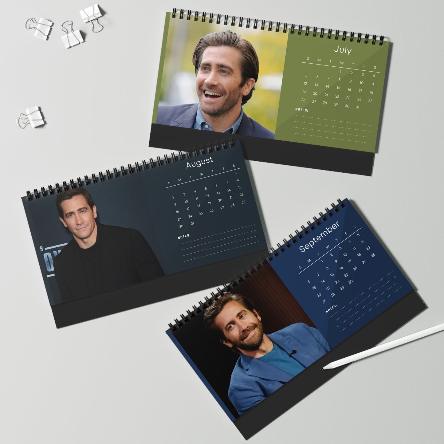 Jake Gyllenhaal 2026 Desk Calendar | Premium Spiral Bound Celebrity Photo Calendar | High-Quality Fan Gift & Desk Décor