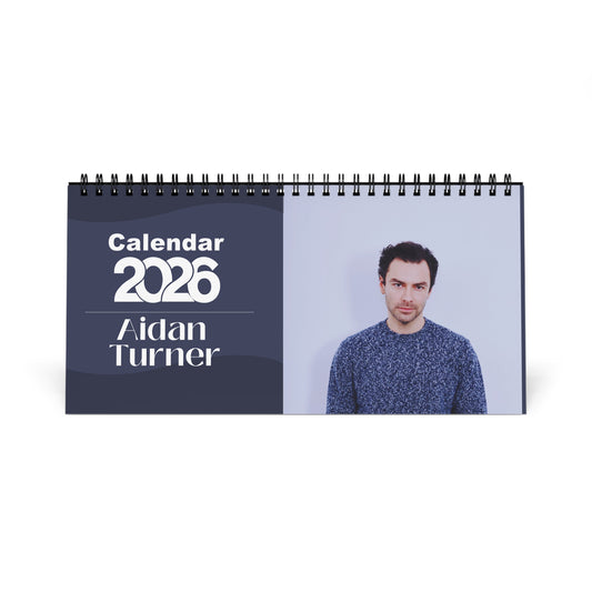 Aidan Turner 2026 Desk Calendar | Celebrity Spiral Bound Photo Calendar | Fan Collectible Gift | Stylish Desk & Office Décor