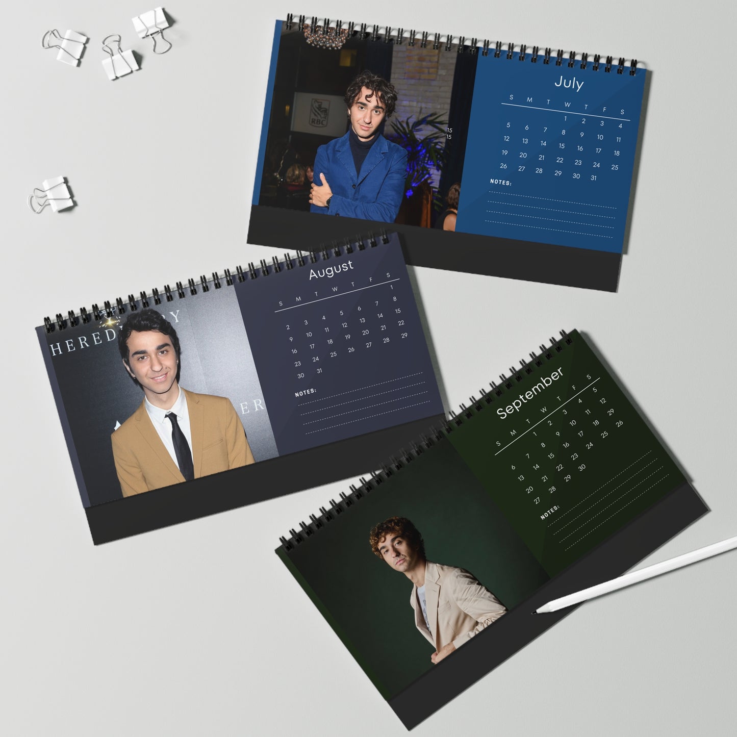 Alex Wolff 2026 Desk Calendar| Premium Spiral Bound Celebrity Photo Calendar | High Quality Collectible Gift for Fans & Desk Décor