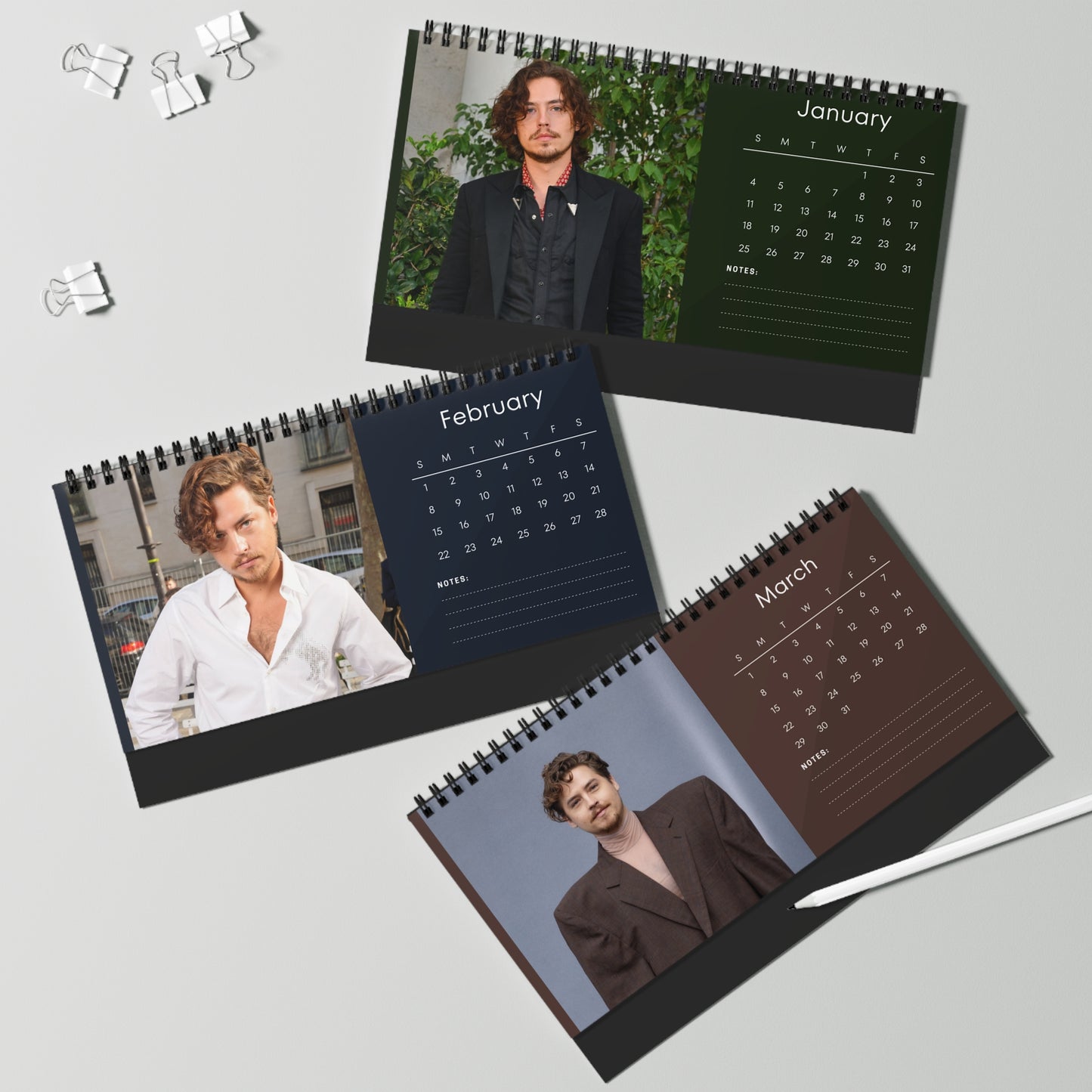 Cole Sprouse 2026 Desk Calendar | Premium Spiral Bound Celebrity Photo Calendar | High-Quality Fan Gift & Desk Décor