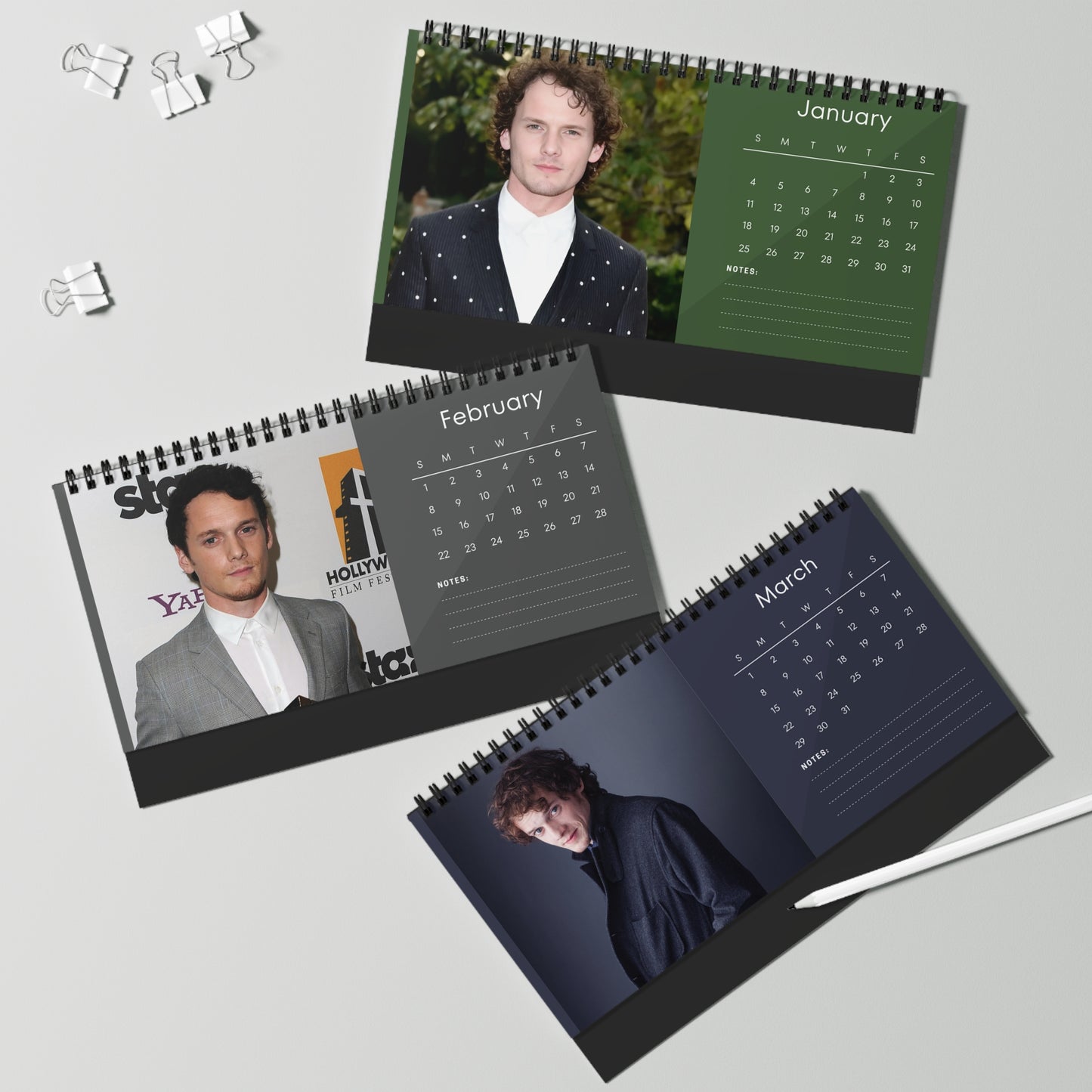 Anton Yelchin 2026 Desk Calendar | Star Trek Actor Gift | Hollywood Star Planner | Movie Memorabilia | Tribute Calendar