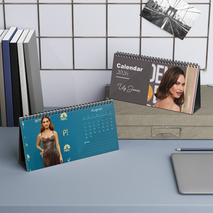 Lily James 2026 Desk Calendar | Premium Spiral Bound Celebrity Photo Calendar | High-Quality Fan Gift & Desk Décor