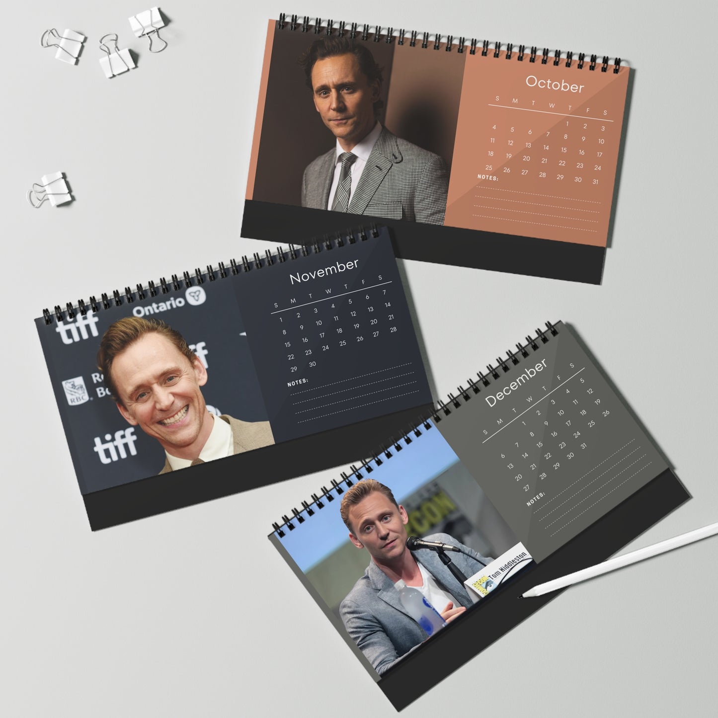 Tom Hiddleston 2026 Desk Calendar | Star Photo Calendar | Actor Gift for Fans