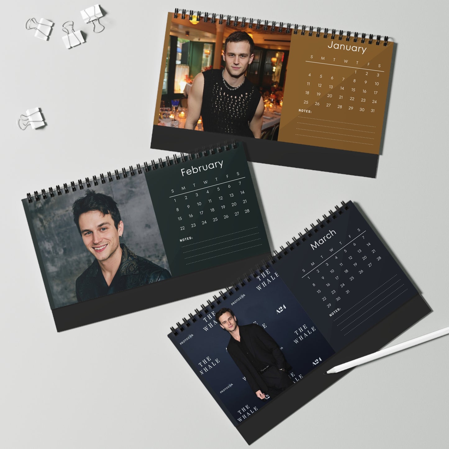 Brandon Flynn 2026 Desk Calendar | 13 Reasons Why Actor | TV Star Gift | Home Office Decor | Celebrity Planner