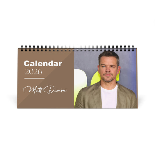 Matt Damon 2026 Desk Calendar | Premium Spiral Bound Celebrity Photo Calendar | Stylish Collectible Gift for Fans & Desk Décor