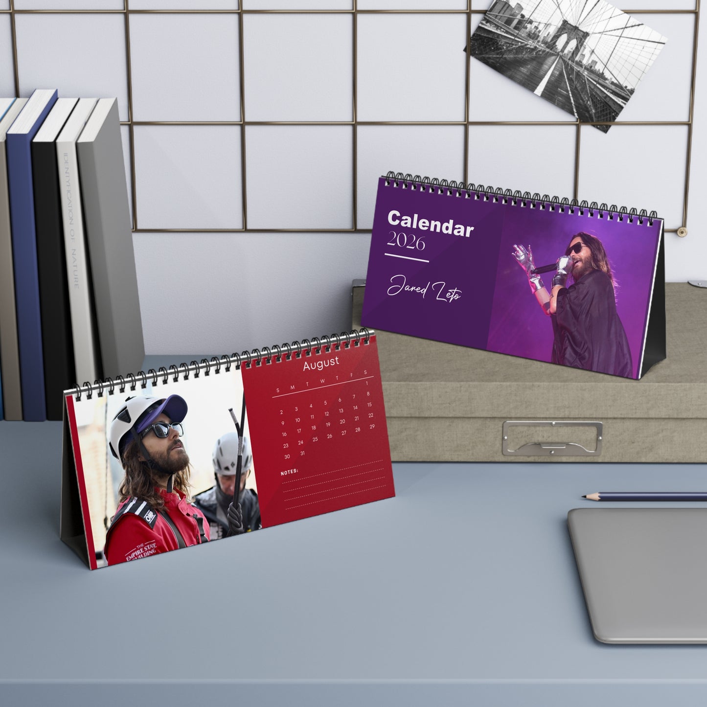 Jared Leto 2026 Desk Calendar | Premium Spiral Bound Celebrity Photo Calendar | High-Quality Fan Gift & Desk Décor