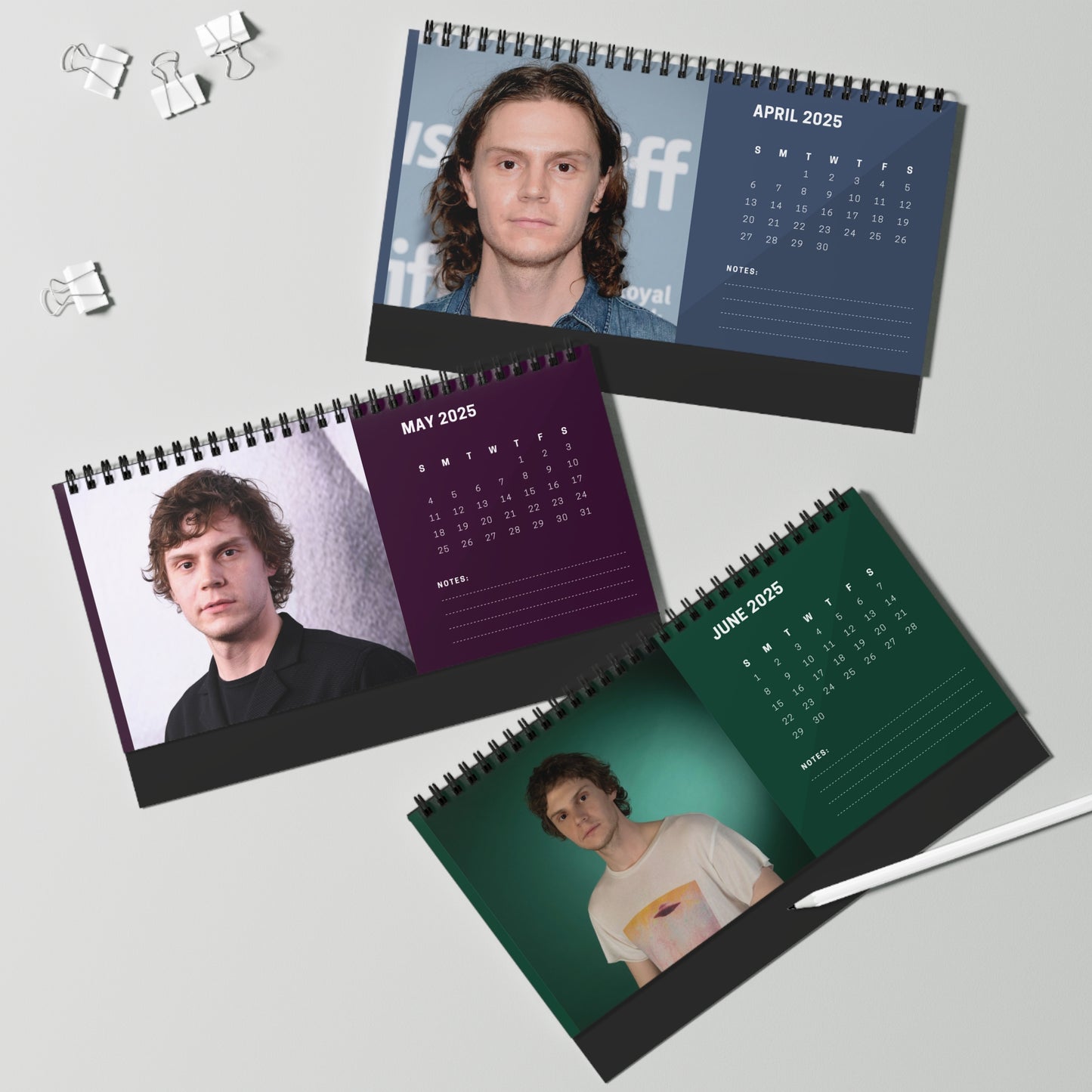 Evan Peters 2025 Desk Calendar | Evan Peters Calendar | Fan Gift