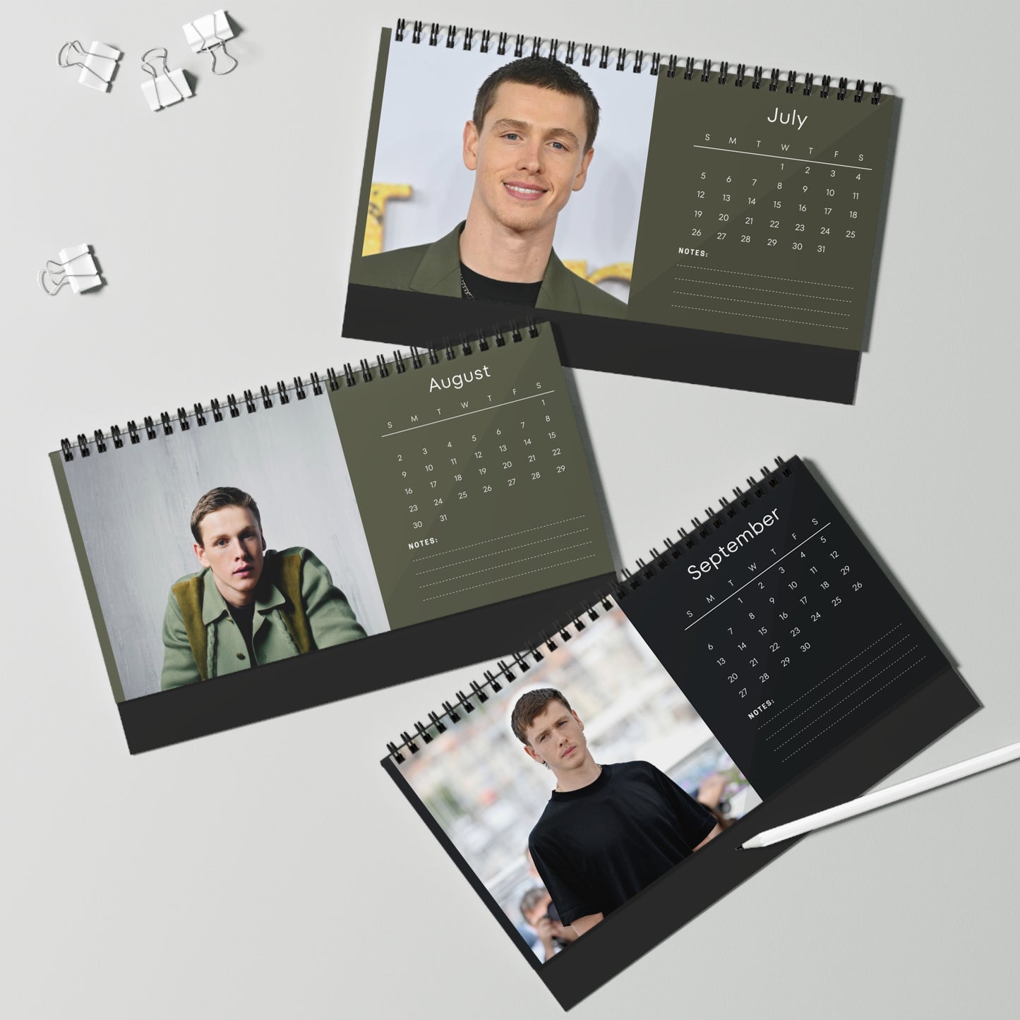 Harris Dickinson 2026 Desk Calendar | Actor Monthly Planner | Harris Dickinson Gift | The King's Man Calendar | Office Decor