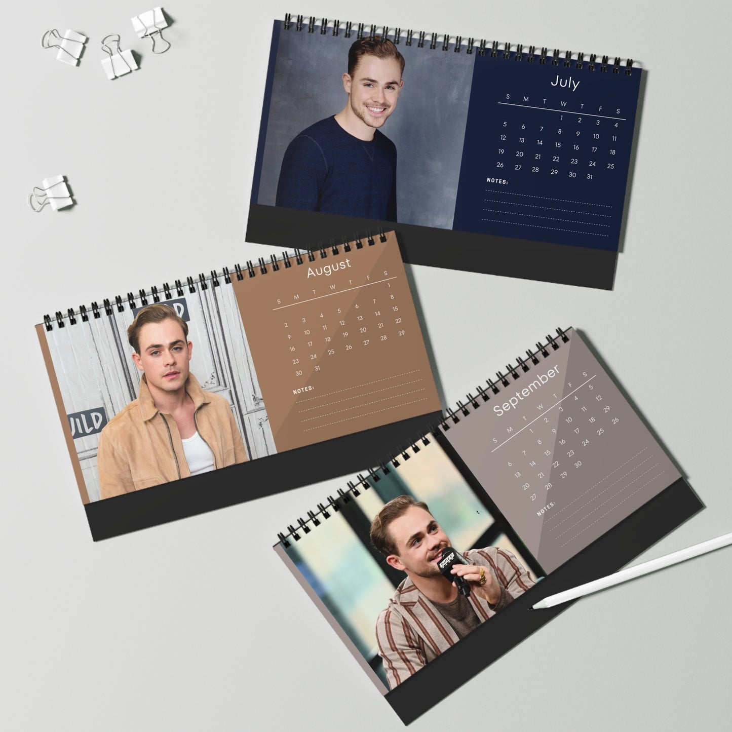 Dacre Montgomery 2026 Desk Calendar | Premium Spiral Bound Celebrity Photo Calendar | High-Quality Fan Gift & Desk Décor