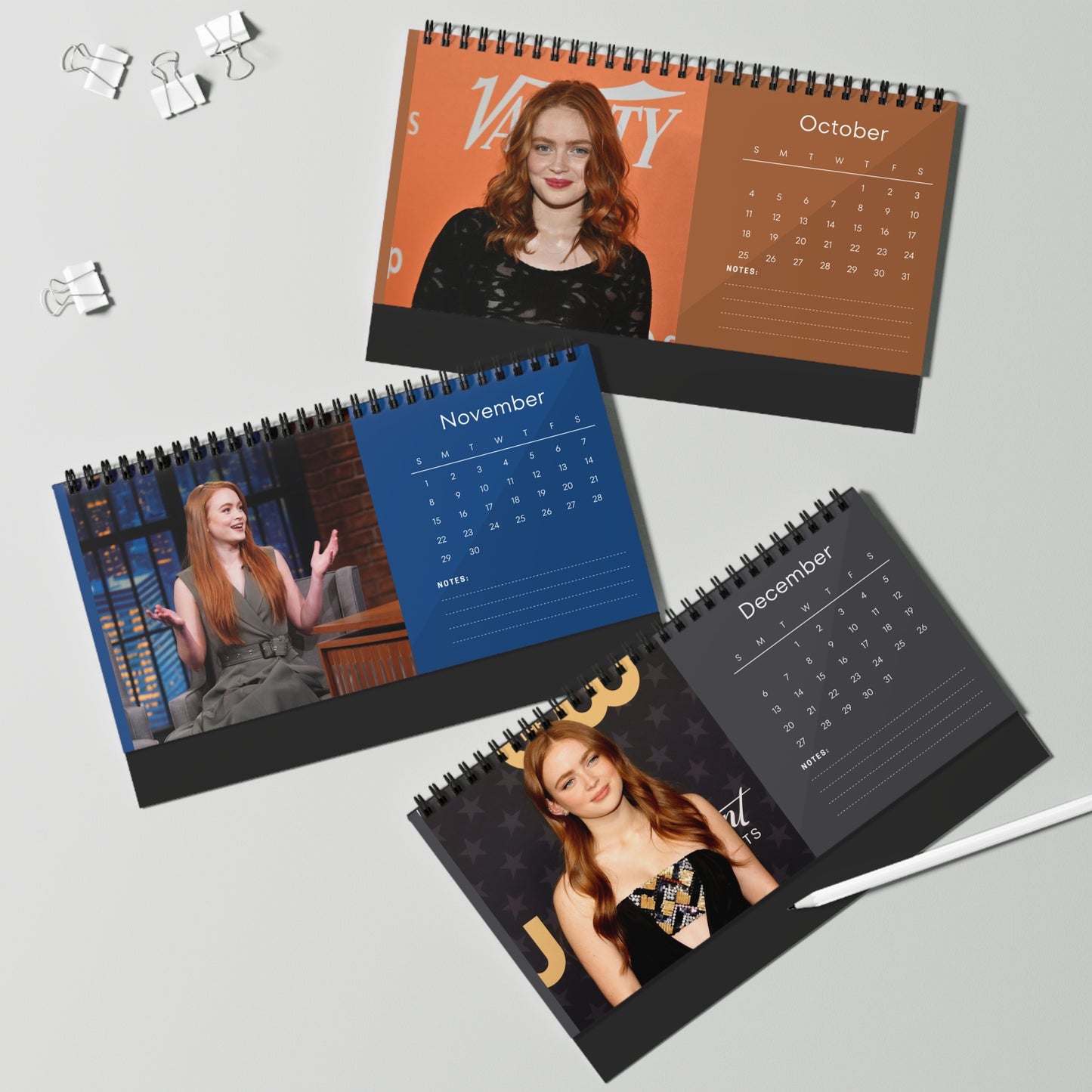 Sadie Sink 2026 Desk Calendar | Premium Spiral Bound Celebrity Photo Calendar | High-Quality Fan Gift & Desk Décor