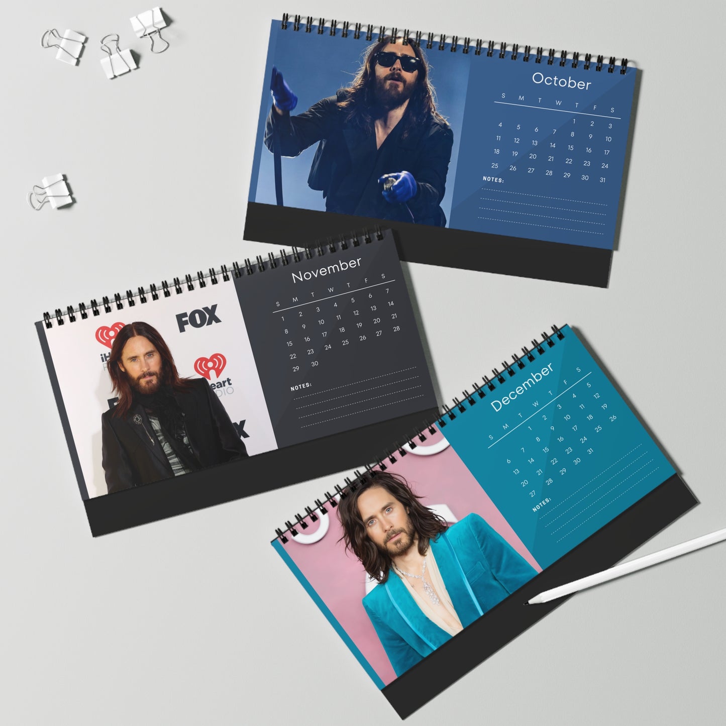 Jared Leto 2026 Desk Calendar | Oscar Winner Actor | Morbius & 30 Seconds to Mars | Celebrity Gift | Office Decor