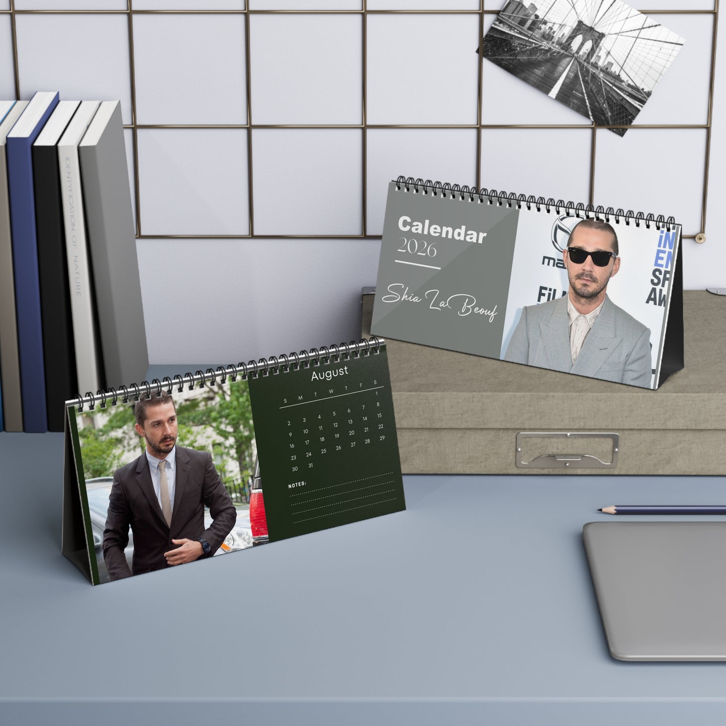 Shia LaBeouf 2026 Desk Calendar | Premium Spiral Bound Celebrity Photo Calendar | High-Quality Fan Gift & Desk Décor