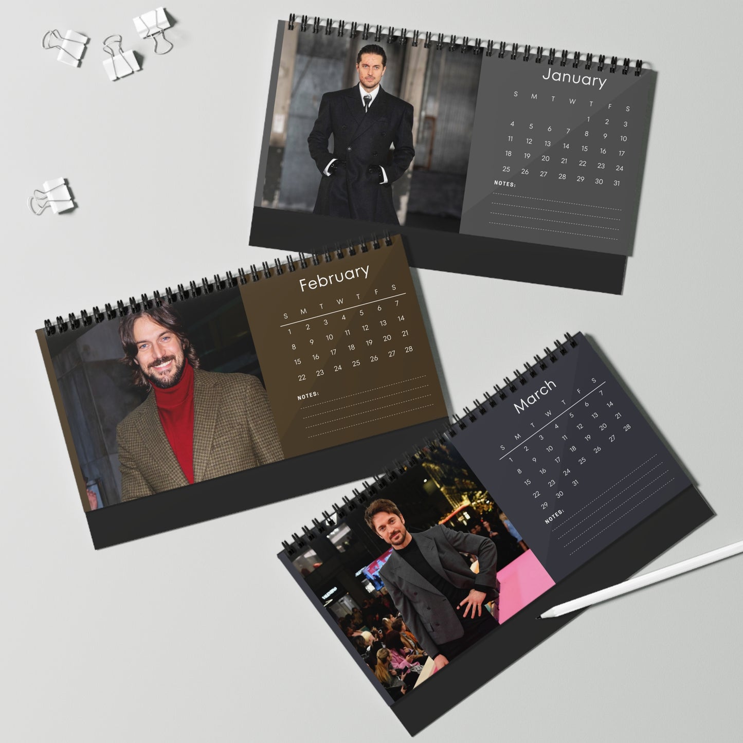 Lucas Bravo 2026 Desk Calendar | Premium Spiral Bound Celebrity Photo Calendar | High-Quality Fan Gift & Desk Décor