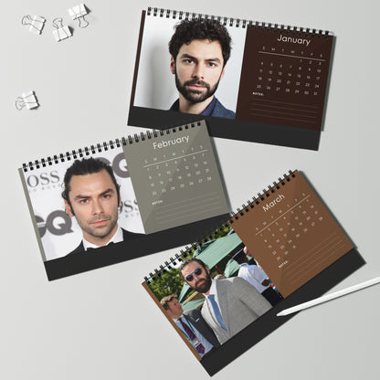 Aidan Turner 2026 Desk Calendar | Premium Spiral Bound Celebrity Photo Calendar | High Quality Collectible Gift for Fans & Desk Décor