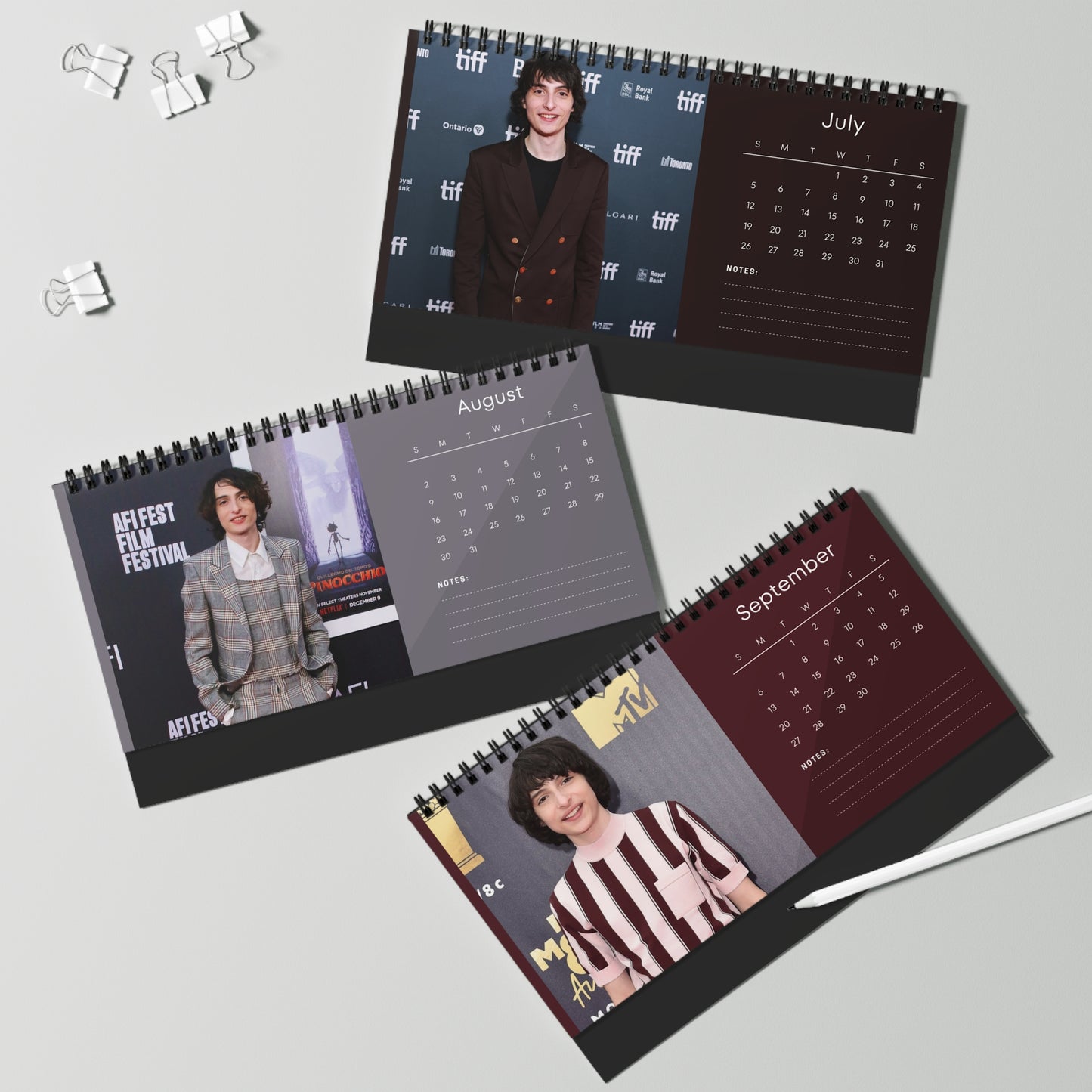 Finn Wolfhard 2026 Desk Calendar | Stranger Things Star | Celebrity Fan Gift | Cool Actor Desk Décor | Collectible Photo Calendar