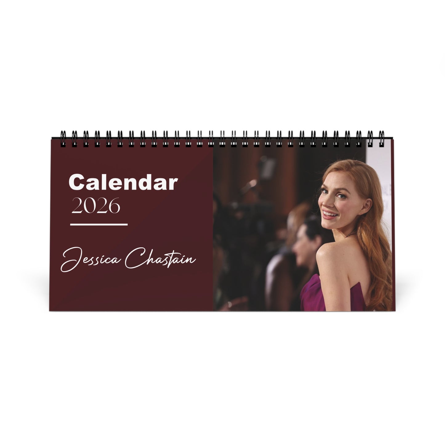 Jessica Chastain 2026 Desk Calendar | Premium Spiral Bound Celebrity Photo Calendar | High-Quality Fan Gift & Desk Décor