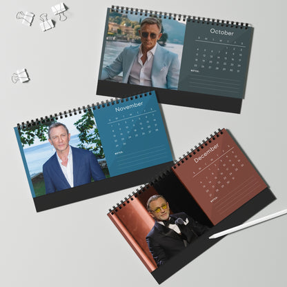 Daniel Craig 2026 Desk Calendar | James Bond & Hollywood Star | Daniel Craig Gift | 007 Actor Calendar | Movie Star Decor