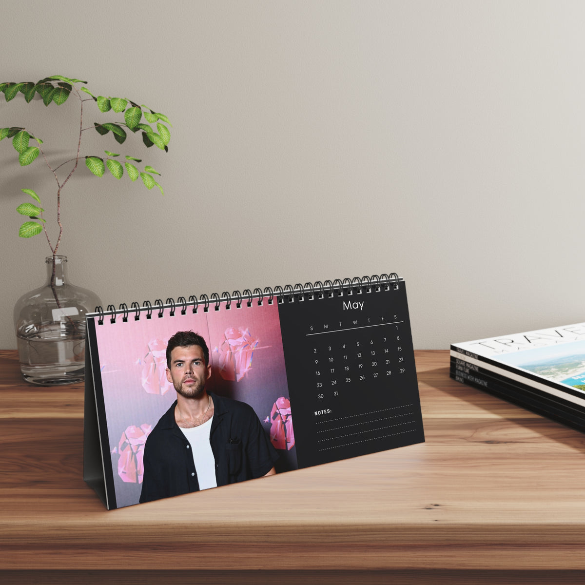 Luke Newton 2027 Desk Calendar | Spiral Bound Photo Calendar | Fan Gift
