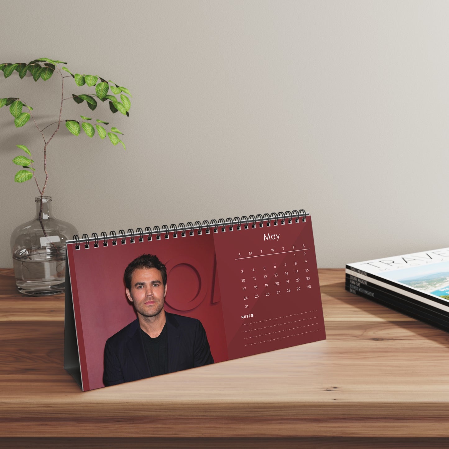 Paul Wesley 2026 Desk Calendar | Premium Spiral Bound Celebrity Photo Calendar | High-Quality Fan Gift & Desk Décor