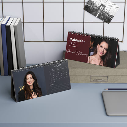 Anne Hathaway 2026 Desk Calendar | Premium Celebrity Photo Calendar | Elegant Collectible Gift for Fans | Stylish Spiral Bound Desk Décor