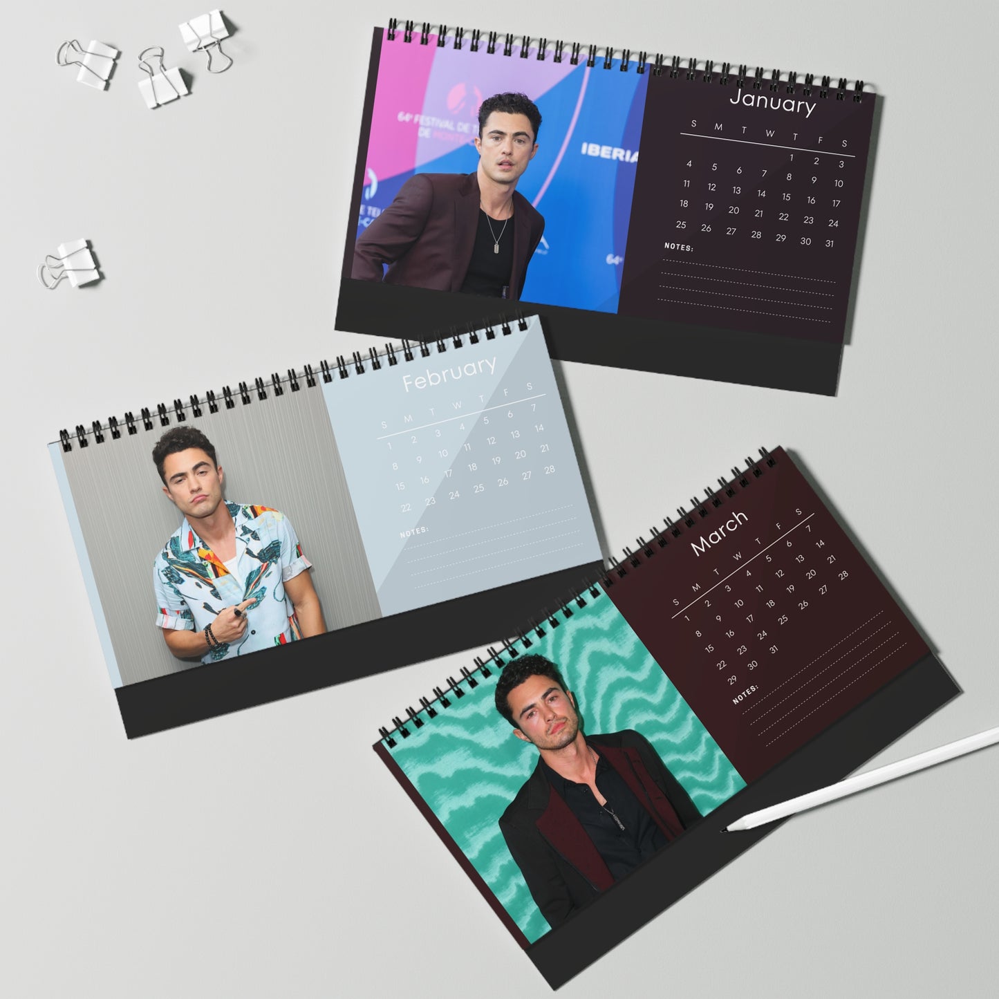 Darren Barnet 2026 Desk Calendar | Celebrity Spiral Bound Photo Calendar | Fan Collectible Gift | Stylish Desk & Office Décor