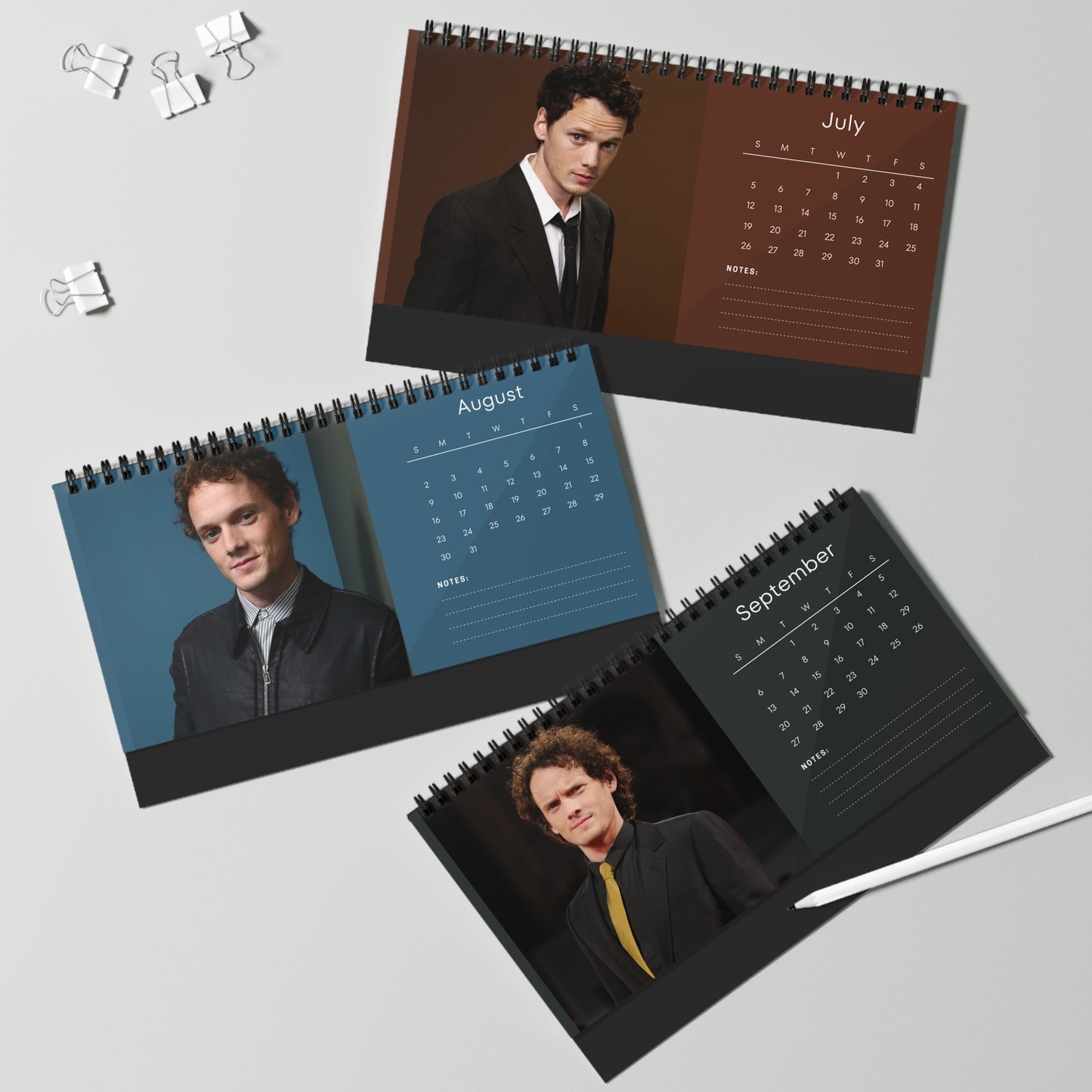 Anton Yelchin 2026 Desk Calendar | Premium Celebrity Photo Calendar for Fans | Stylish Spiral Bound Collectible Desk Décor
