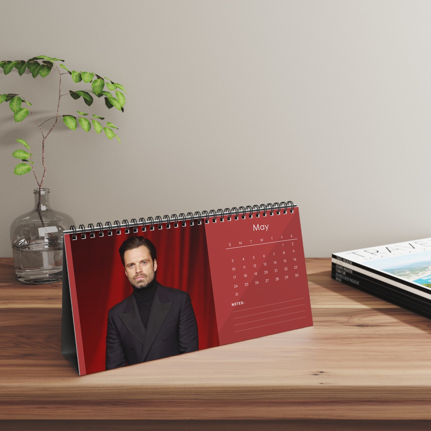 Sebastian Stan 2026 Desk Calendar | Celebrity Photo Calendar | Stylish Desk Accessory & Perfect Fan Gift