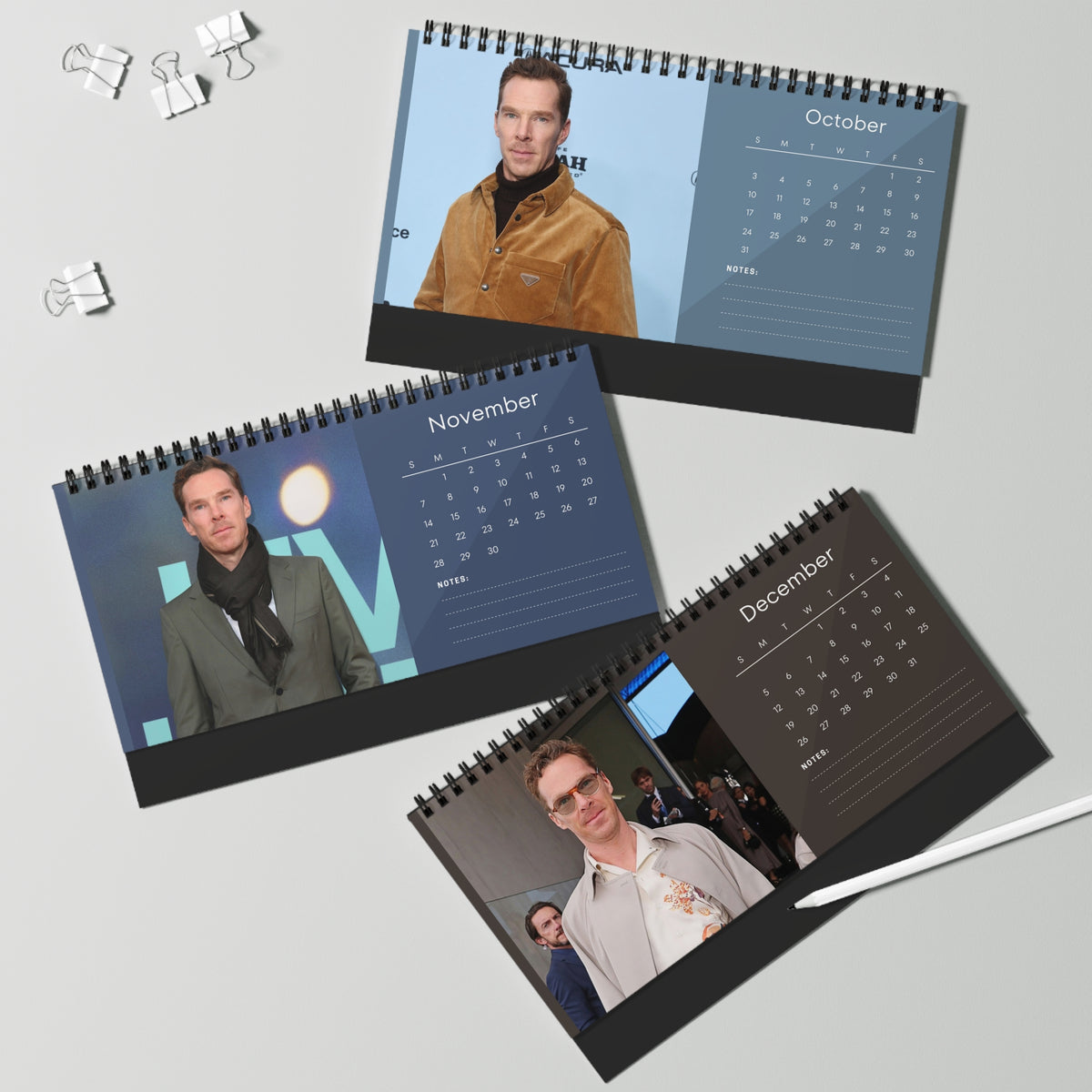 Benedict Cumberbatch 2027 Desk Calendar Vol 3 | Spiral Bound Photo Calendar | Fan Gift