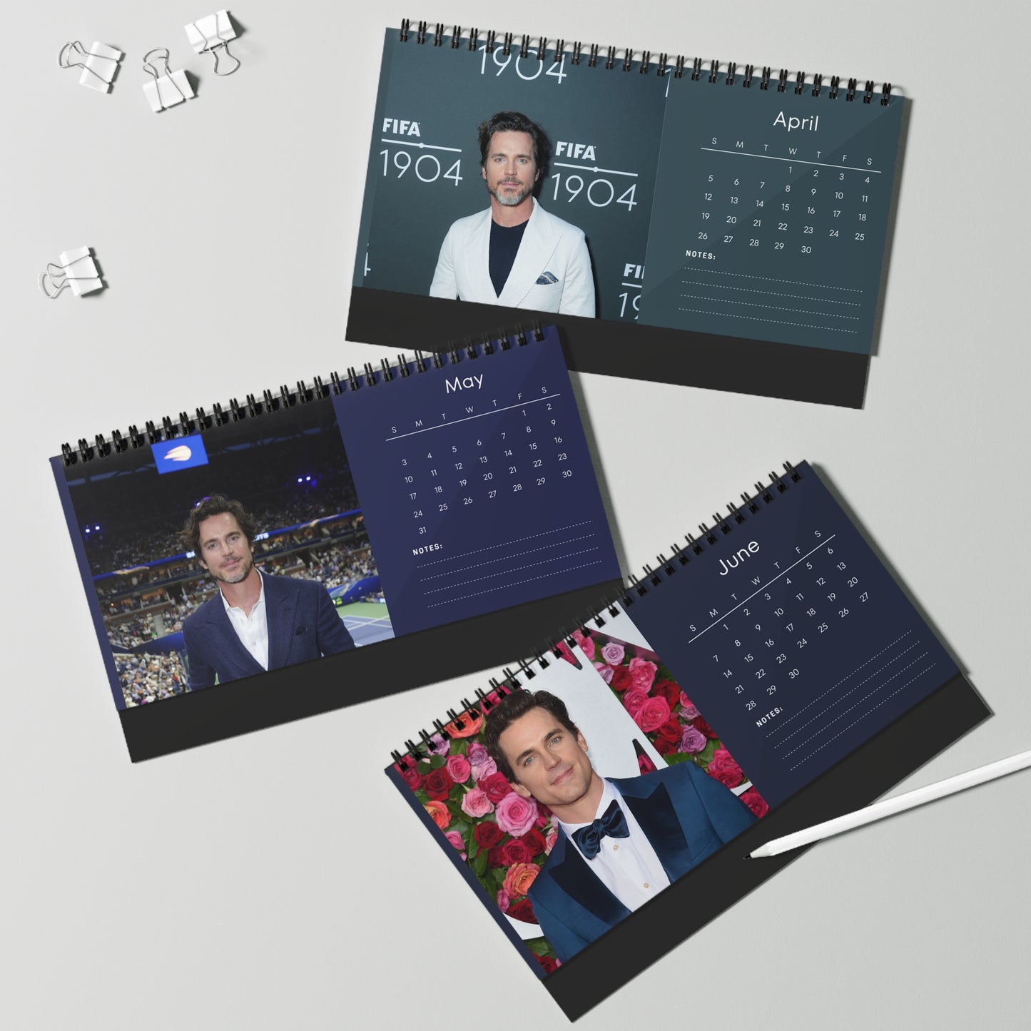 Matt Bomer 2026 Desk Calendar | Premium Spiral Bound Celebrity Photo Calendar | Collectible Fan Gift | Stylish Desk & Office Décor