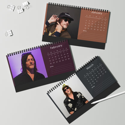 Norman Reedus 2026 Desk Calendar | Celebrity Spiral Bound Photo Calendar | Fan Collectible Gift | Stylish Desk & Office Décor