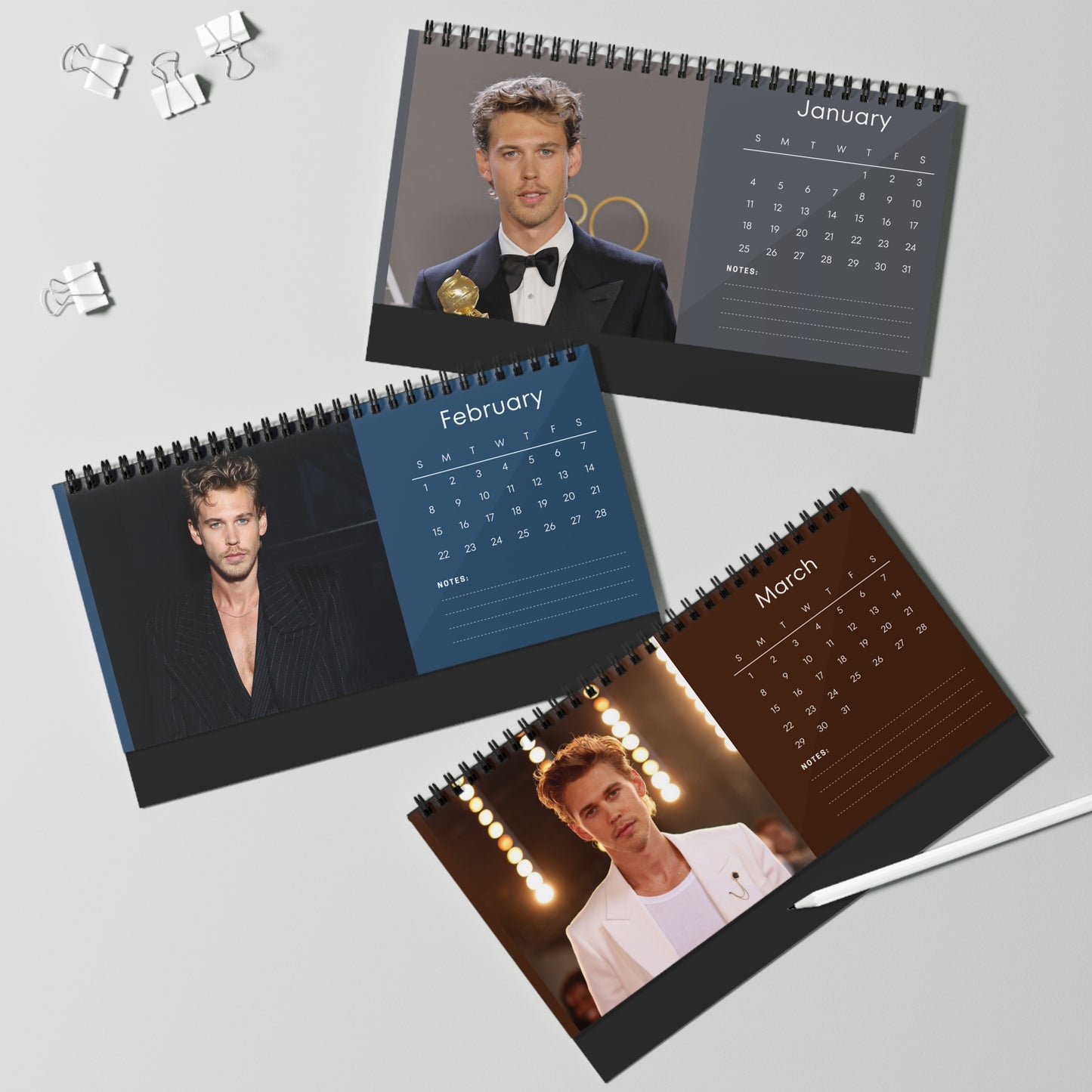 Austin Butler 2026 Desk Calendar | Premium Celebrity Photo Calendar for Fans | Spiral Bound Collectible Desk & Office Décor