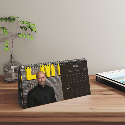 Jason Statham 2026 Desk Calendar | Celebrity Spiral Bound Photo Calendar | Action Star Fan Collectible | Stylish Desk & Office Décor