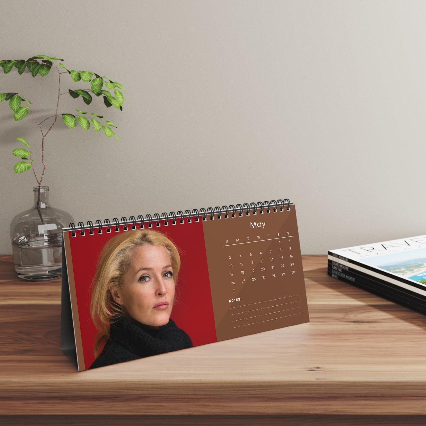 Gillian Anderson 2026 Desk Calendar | Celebrity Spiral Bound Photo Calendar | Fan Collectible Gift | Stylish Desk & Office Décor