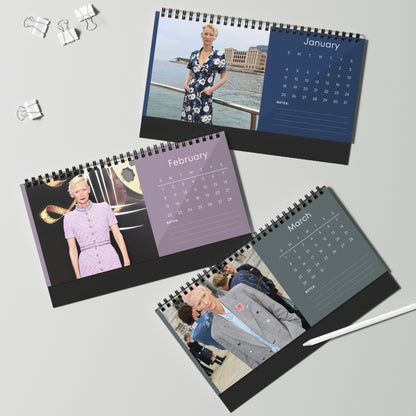 Tilda Swinton 2026 Desk Calendar | Premium Spiral Bound Celebrity Photo Calendar | High-Quality Fan Gift & Desk Décor
