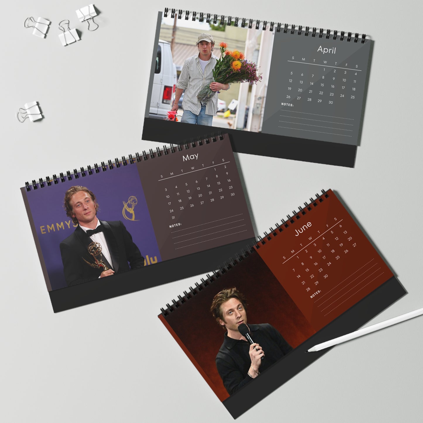 Jeremy Allen White 2026 Desk Calendar | Premium Spiral Bound Celebrity Photo Calendar | Collectible Fan Gift | Stylish Desk & Office Décor