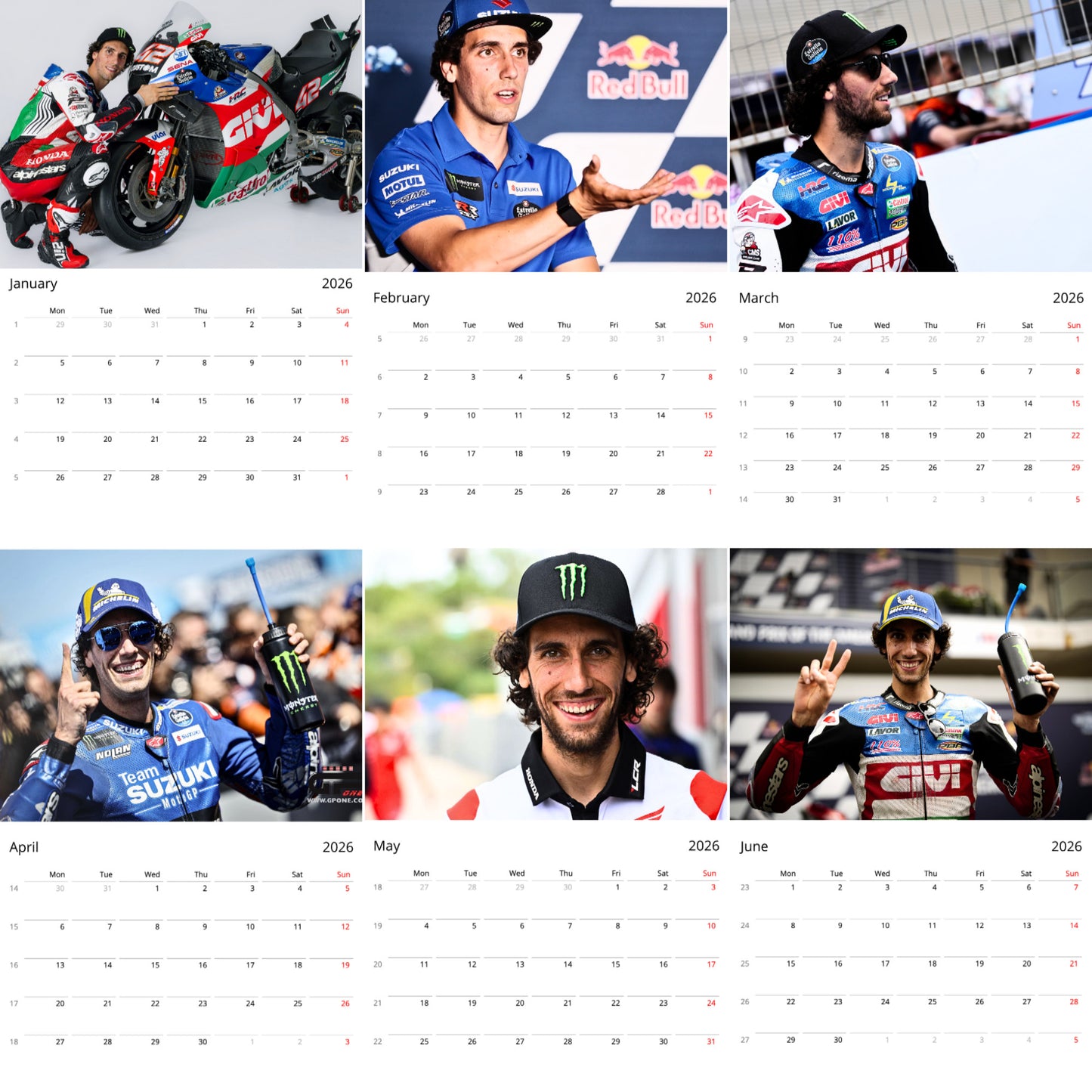 Alex Rins 2026 Wall Calendar (Large Calendar) – MotoGP Fan Gift, Premium Racing Art