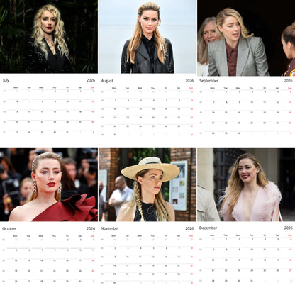 Amber Heard 2026 Wall Calendar (Large Calendar) – Celebrity Fan Gift, Premium Wall Art
