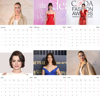 Anne Hathaway 2026 Wall Calendar (Large Calendar) – Hollywood Actress Fan Gift, Premium Wall Art