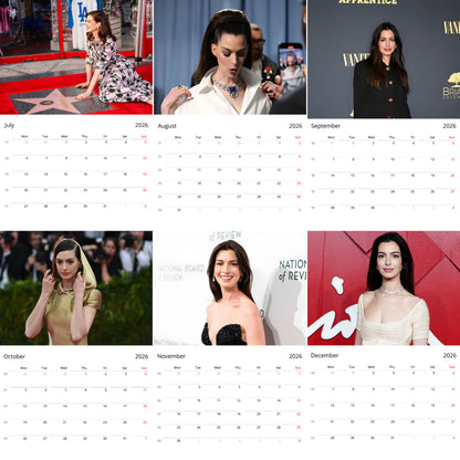 Anne Hathaway 2026 Wall Calendar (Large Calendar) – Hollywood Actress Fan Gift, Premium Wall Art