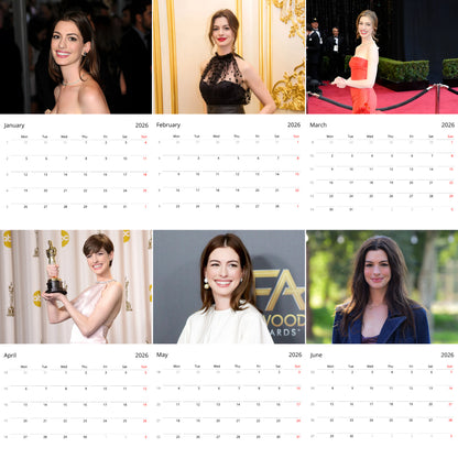 Anne Hathaway 2026 Wall Calendar (Large Calendar) – Hollywood Actress Fan Gift, Premium Wall Art
