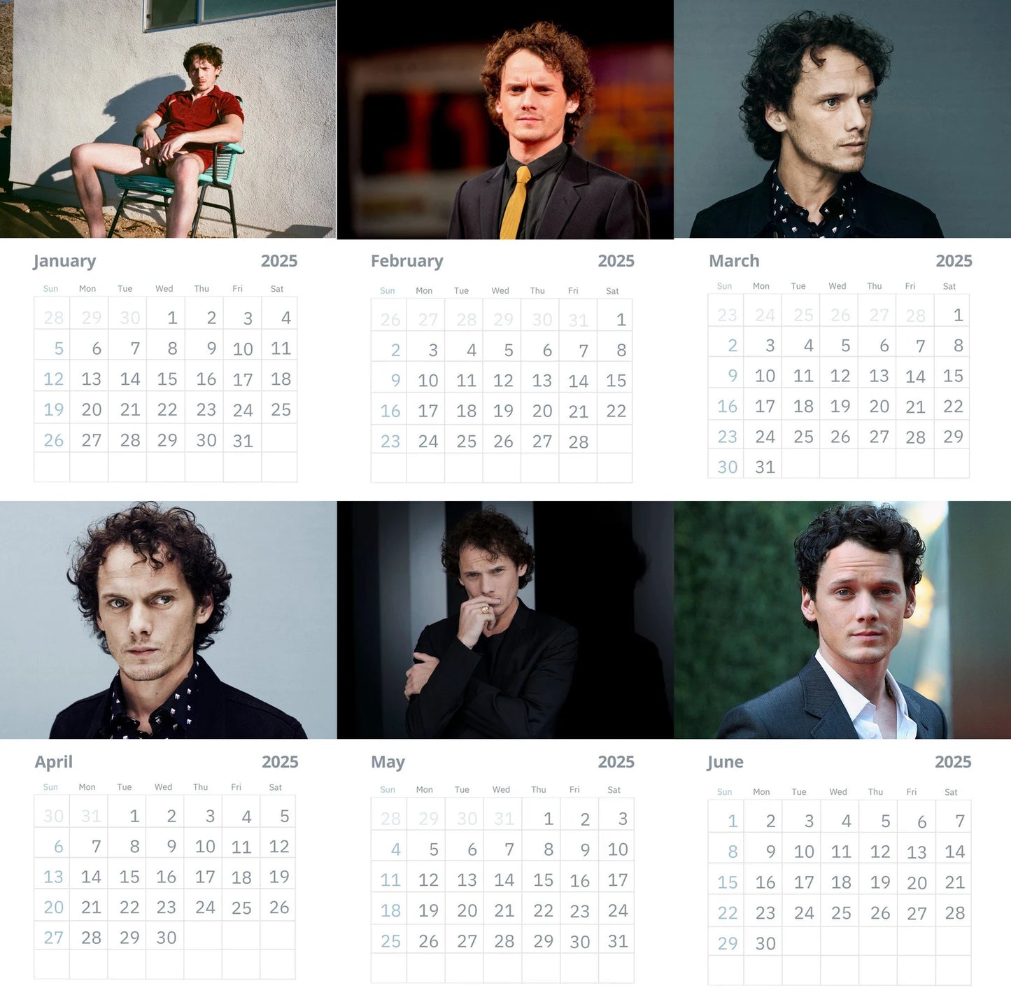 Anton Yelchin Wall Calendar 2025 (Large Size)