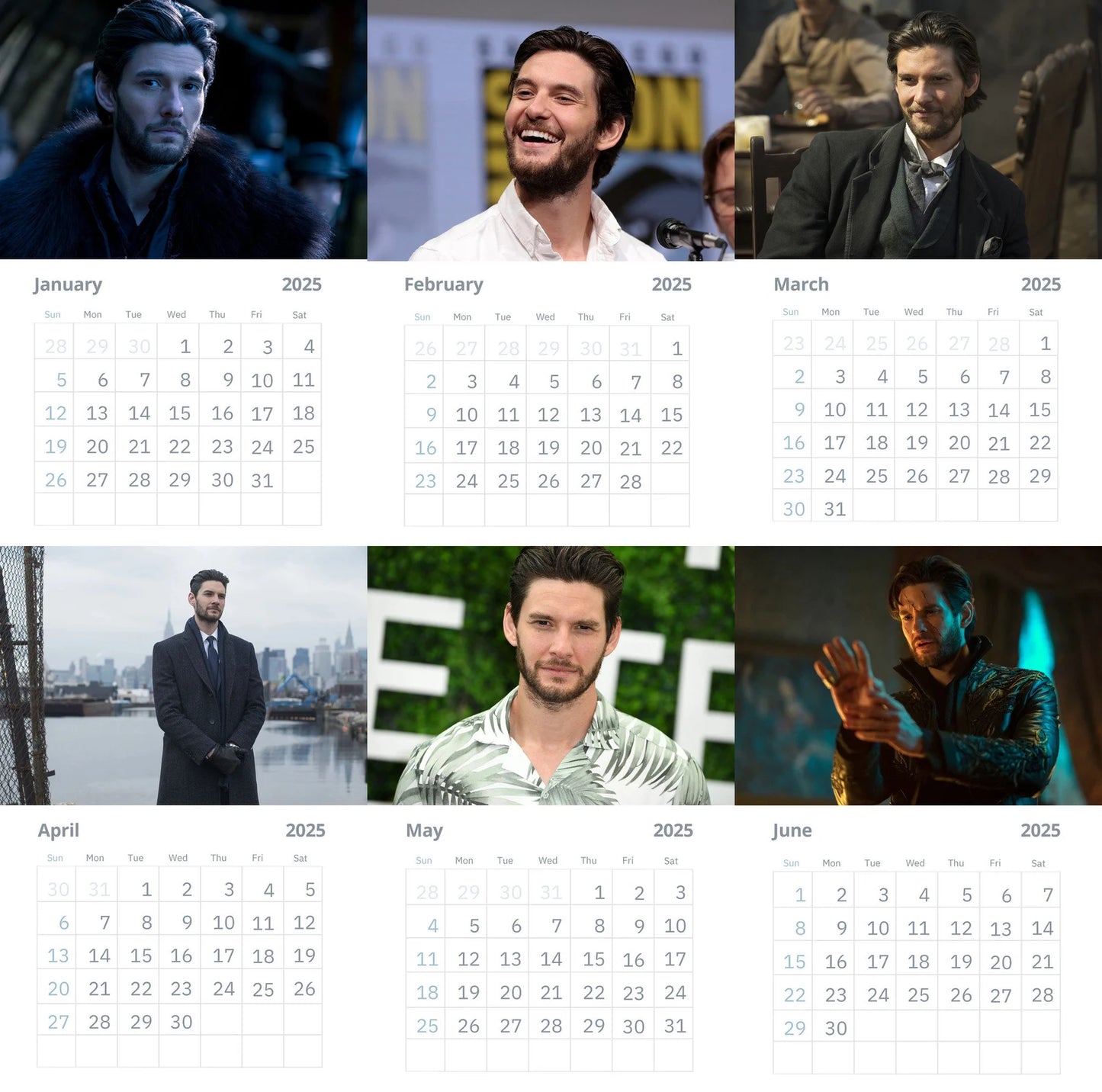 Ben Barnes 2025 Wall Calendars Vol 2