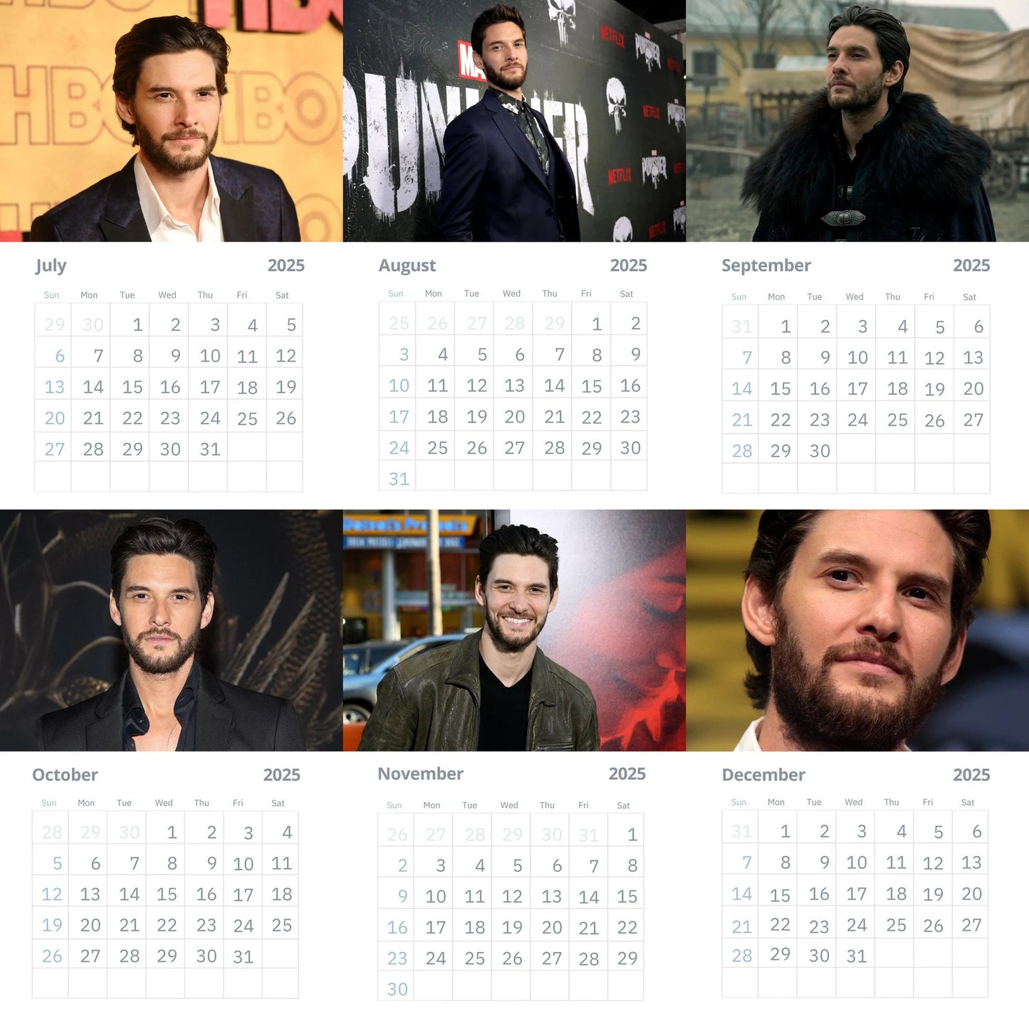 Ben Barnes 2025 Wall Calendars Vol 2