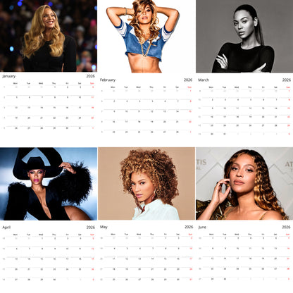 Beyoncé 2026 Wall Calendar (Large Calendar) – Celebrity Fan Gift, Premium Wall Art