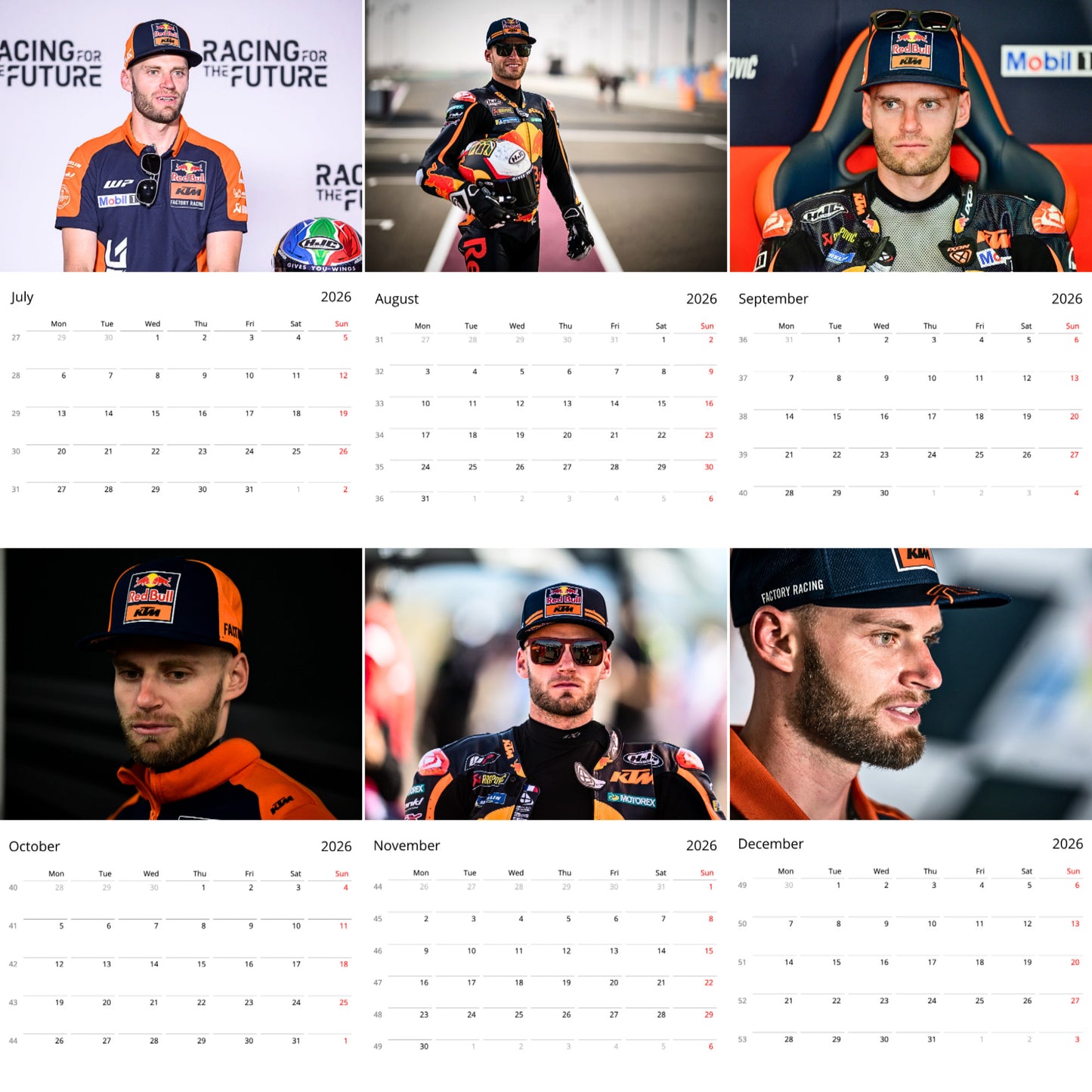 Brad Binder 2026 Wall Calendar (Large Calendar) – MotoGP Fan Gift, Premium Wall Art