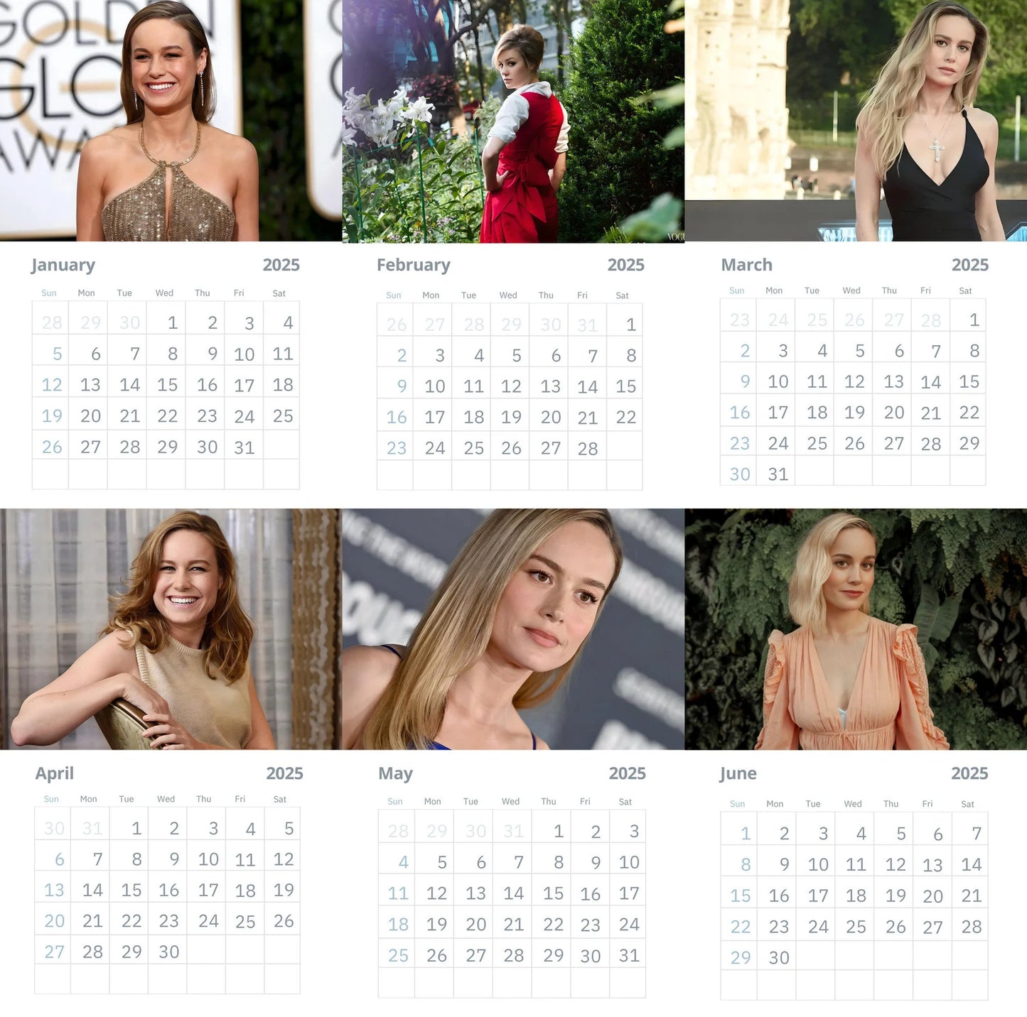 Brie Larson Wall calendars 2025  (Large Size)