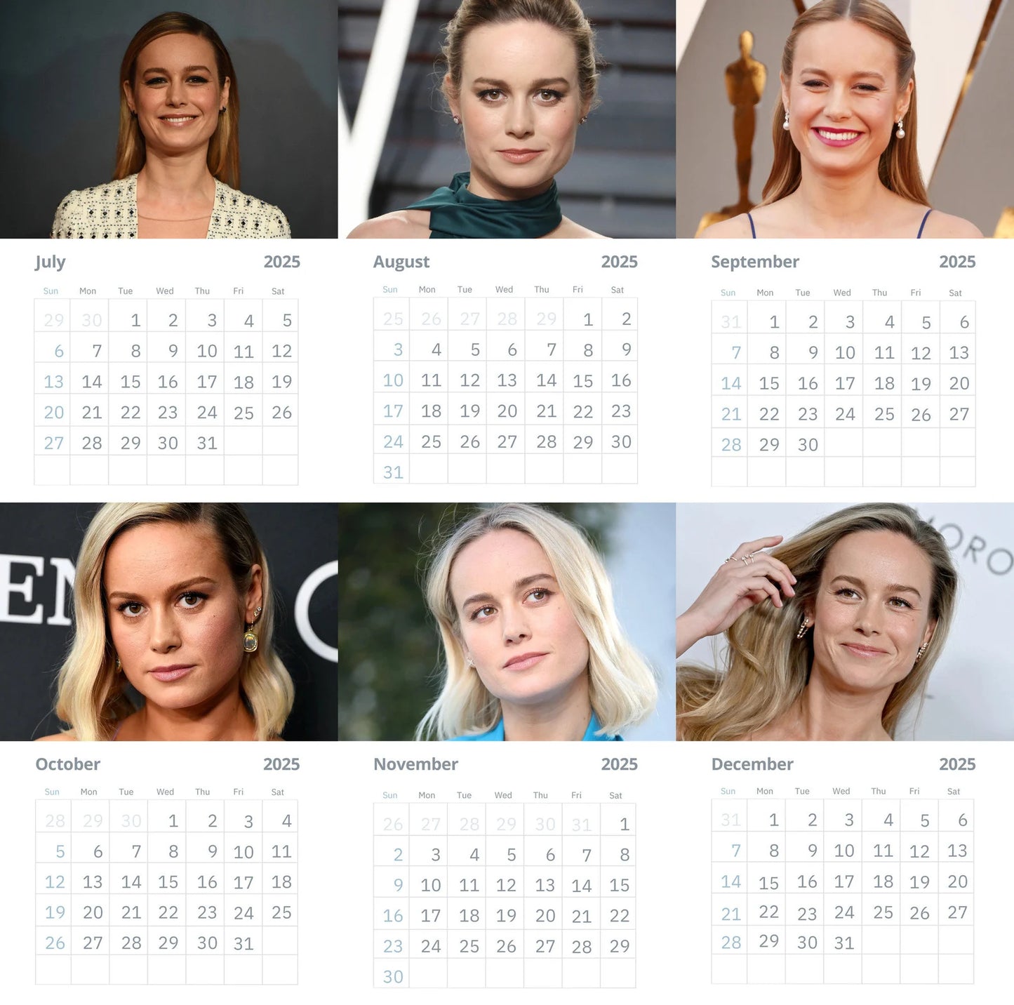 Brie Larson Wall calendars 2025 (Large Size)