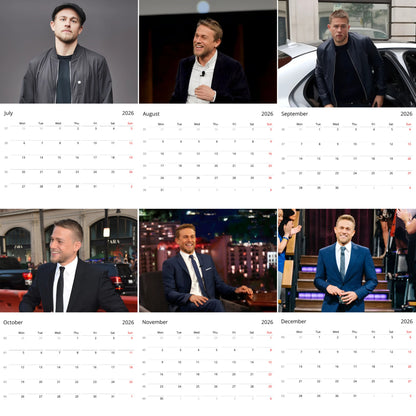 Charlie Hunnam 2026 Wall Calendar – Premium Actor Calendar for Fans, Hollywood Heartthrob Gift  Description: