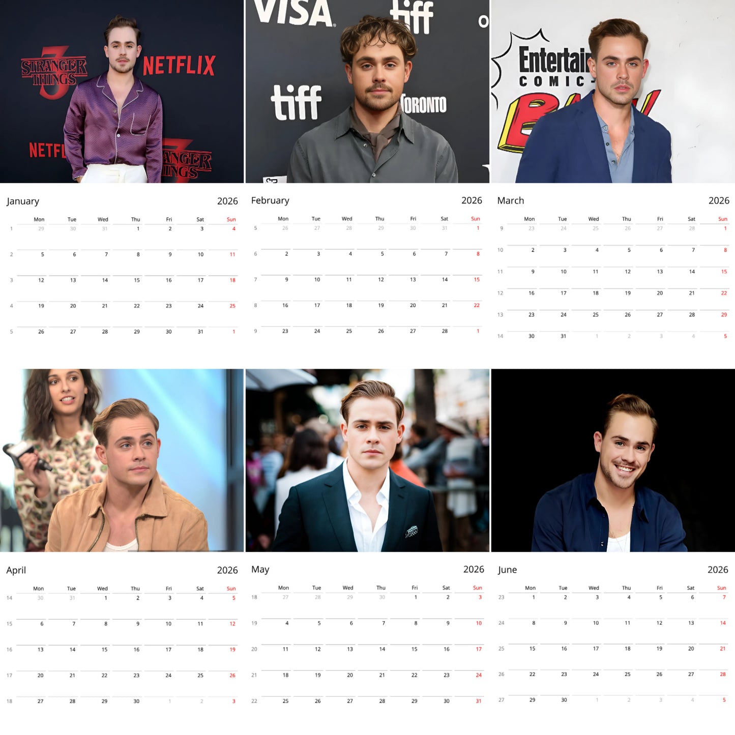 Dacre Montgomery 2026 Wall Calendar (Large Calendar) – Celebrity Fan Gift, Premium Wall Art