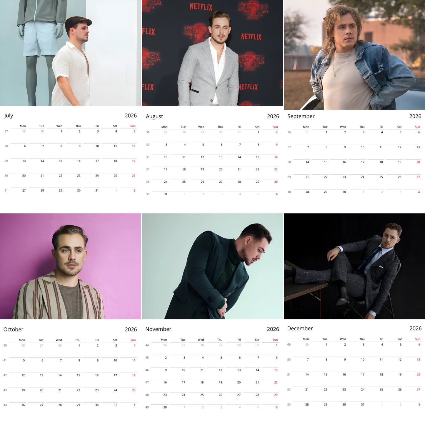 Dacre Montgomery 2026 Wall Calendar (Large Calendar) – Celebrity Fan Gift, Premium Wall Art